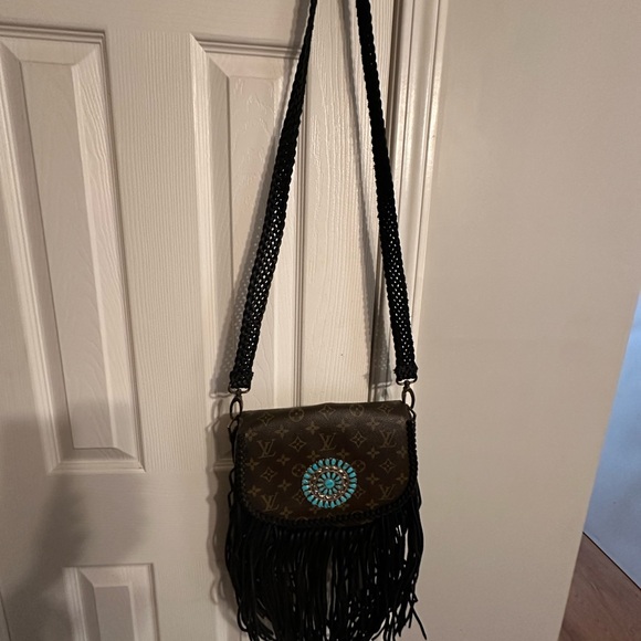 Authentic ONE of a KIND Vintage LV upcycled BOHO Cross Body Bag w/ dust bag. - Picture 13 of 15